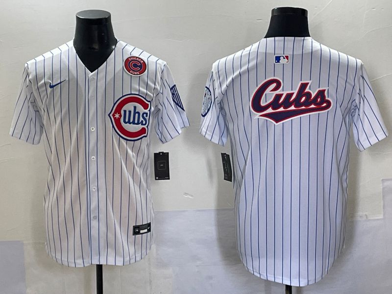 Men 2025 Chicago Cubs Blank White Stripe Fashion Nike MLB Jersey style 7037